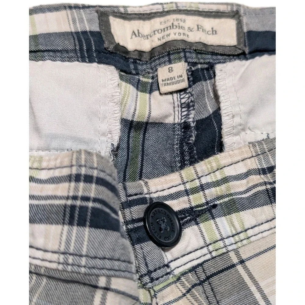Abercrombie & Fitch Madras Shorts‎  Size 8 Stretch Blue Brown Preppy